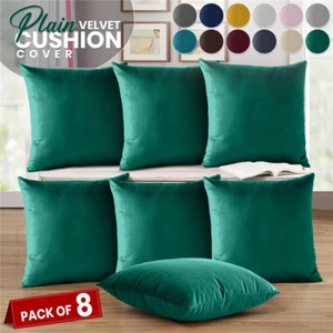 18"x18" Set of 8 Cushion Covers Velvet Luxury Sofa Bed Square Décor Pillows UK - Picture 1 of 92