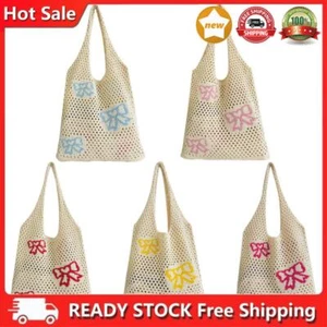Cute Bow-Knot Pattern Crochet Shoulder Bag Mesh Underarm Bag Hobo Bag for Women - Picture 1 of 22