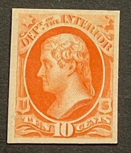 Travelstamps: US Stamps Scott #O19P4 10c Interior Department Proof on Card NGAI - Picture 1 of 5