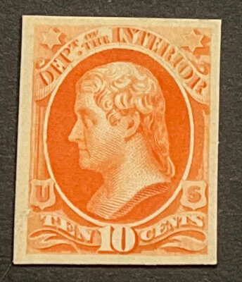 Travelstamps: US Stamps Scott #O19P4 10c Interior Department Proof on Card NGAI - Image 1 of 4