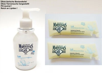 Seife Milch Flüssigseife 300ml Spender + 2x250ml Nachfüller Le petit Marseillais - Bild 1 von 4