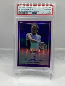 2016 Leaf Metal Tennis Auto Purple #BAOM1 Oliver Marach PSA 10