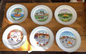 Villeroy & Boch Porcelaine Dinner Plates Design Naif Luxembourg 6 pieces - Picture 1 of 10
