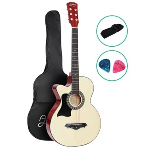 38" Wooden Acoustic Guitar 6-String LH Natural Auditorium Alpha - Picture 1 of 6