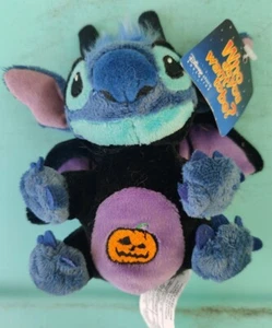 Disney Store Lilo & Stitch Small Plush Halloween Stitch Bat Pumpkin with Tags - Picture 1 of 6