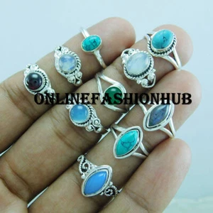 Turquoise & Mix Gemstone 925 Sterling Silver Plated Marquise Wholesale Lot Rings - Picture 1 of 3