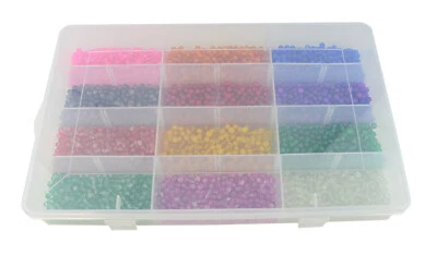Bead Display Tray with 14 Adjustable Dividers and Crackle Glass Beads - Image 1 of 3
