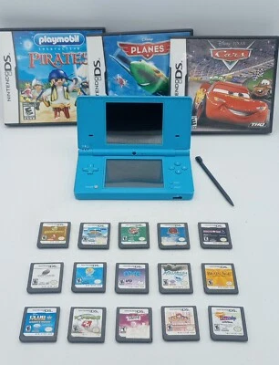 Nintendo DSi Light Blue Console w/ Stylus 18 Games Mario/Sonic, Aquarium, TESTED - Image 1 of 4