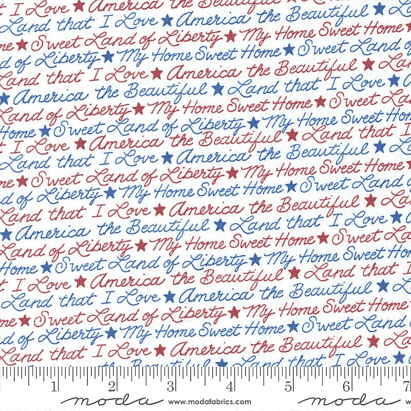 MODA FABRICS#56025 11 ALL AMERICAN" WORDS OF FREEDOM ON A WHITE BACK GROUND BTY - Image 1 of 1