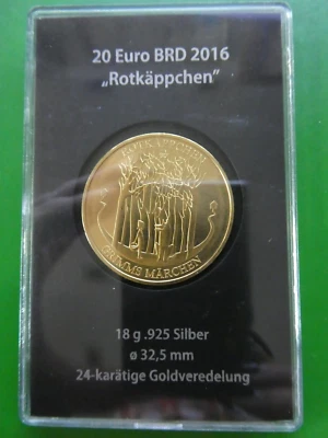 BRD, 20 Euro, 2016, Rotkäppchen, Silber, vergoldet - Bild 1 von 3