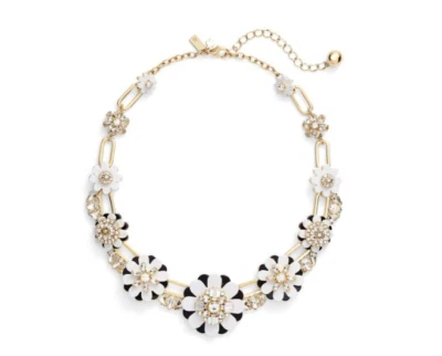 Collar llamativo Kate Spade NY para mujer flores de sombra blanco multi negro Foto 1 de 4