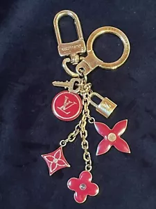 LOUIS VUITTON Key ring holder chain Bag charm AUTH Porte Cre Pampille RED A735 - Picture 1 of 12