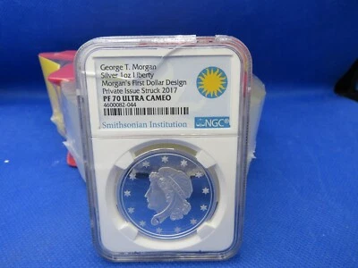 George T. Morgan Silver 1 Oz Liberty Private Issue struck 2017 Pf 70 Ultra Cameo - Image 1 of 2