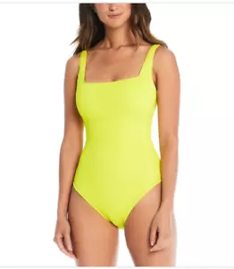 Bleu by Rod Beattie $125 Square-Neck One-Piece Swimsuit - Chartreuse Size 14 - Picture 1 of 8
