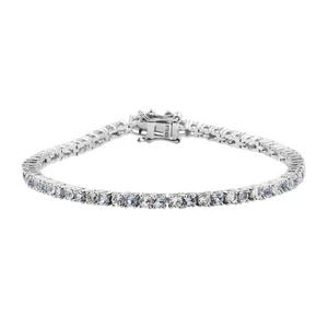 Aquamarin Silber Sterling Armband mit weißem Topas mit Rhodium vergoldet. - Bild 1 von 3