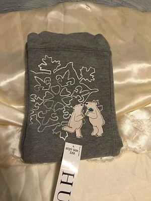  HUE 女式拖鞋袜全新带标签青灰色带北极熊 — 第 1/2 张图片