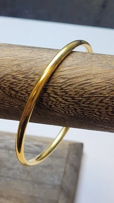 Israel 14K Yellow Gold Electroform Round Bangle Bracelet 8" - Image 1 of 4