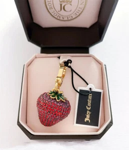 Juicy Couture Red Pave Crystals Enamel Strawberry Bracelet Charm New with Box - Picture 1 of 8