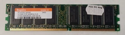 Memoria RAM Hynix 512MB PC3200U 30330 DDR400 CL3 HYMD264646D8J-D43 AA-M - Immagine 1 di 2