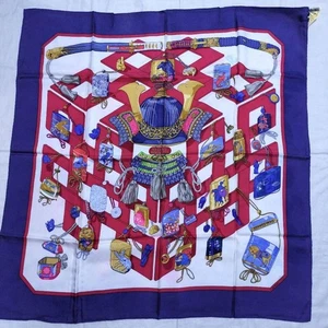 Hermes Scarf 90 REVERIES JAPONAISES Silk Scarf Blue Tags No Box Used. - Picture 1 of 14