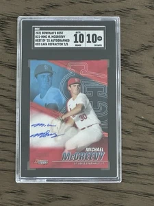 2021 Bowmans Best Michael McGreevy RC Auto Red Lava Refractor /5 SGC 10 Gem Mint - Picture 1 of 3
