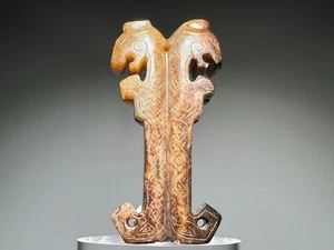 Colgante "Pei" diseño tigre tallado jade antiguo período Estados Combatientes raro L 6,1 cm - Imagen 1 de 24