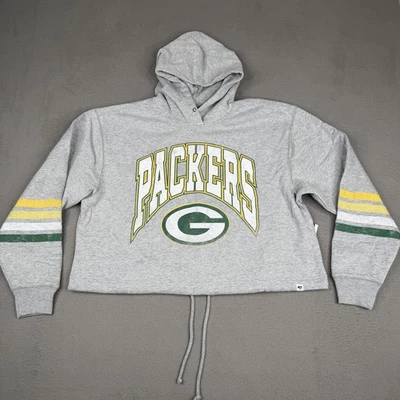 Sudadera con Capucha Green Bay Packers Mujer Pequeña Gris NFL Fútbol Recortado Polar Recortado Foto 1 de 4
