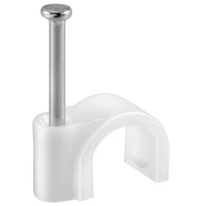 100x Kabelschelle mit Befestigungsnagel Kabelklemmen Nagelschelle Weiß ø5 mm - Bild 1 von 6