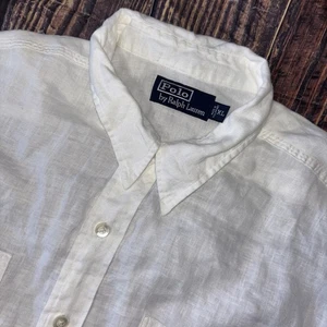 Polo Ralph Lauren 100% Linen Shirt XL 2 Pocket  Long Sleeve Camp Utility - Picture 1 of 8