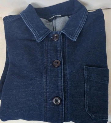 Lands End Barn Coat Chore Jacket Size XL/P 18 Navy Jean Look Stretch - Image 1 of 4