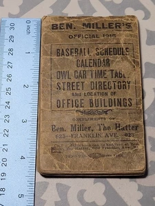 Sombrero Ben Miller 1915 El Sombrerero Sombrero St Louis MO Anuncio HORARIO DE BÉISBOL - Imagen 1 de 20