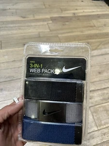 Size O/S - Nike Web Belt 3pack - Black/Grey/White - Picture 1 of 6