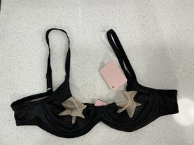Agent Provocateur Black Beige Star Bra 36A New Underwire