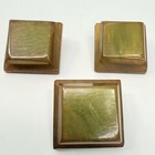 Vintage Bakelite Art Deco Tiered Square Metal Shank Buttons Marbled Butterscotch