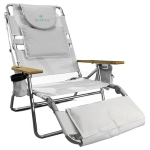 Ostrich 3N1 Lightweight Lawn Beach Lounge Chair w/Footrest, White (Open Box) - Picture 1 of 8