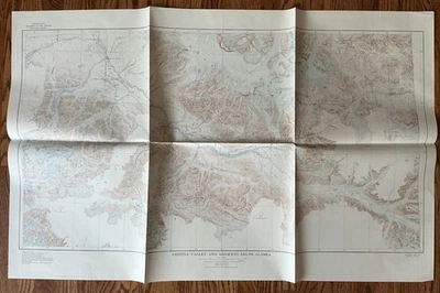 MAPA TOPOGRÁFICO 1942 ORIGINAL DE COLECCIÓN DISTRITO DEL VALLE DE CHITINA ALASKA USGS Foto 1 de 4