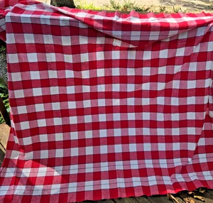 Startex Tablecloth Picnic Red & White Check Broadcloth Heavy Fabric Retro - Picture 1 of 6