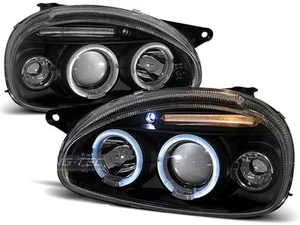 Juego de Faros for Opel CORSA B 93-00 Angel Eyes Negro US LPOP27WP XINO US - Bild 1 von 7