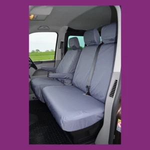 VW Transporter T5 T6 2010+ Grey Tailored Waterproof Front 3 Seat Covers - Picture 1 of 3