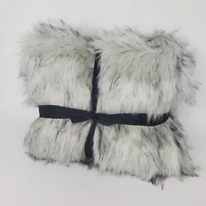 West Elm Brushed Tips Faux Fur Throw 47x60" Pearl Gray - Picture 1 of 6