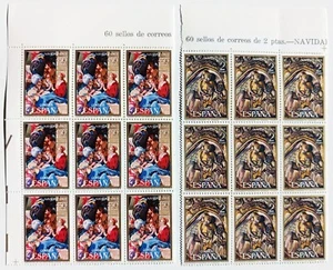 España 2 Bloques de 9 Sellos Edifil 1944 y 1945. Navidad-69. - Imagen 1 de 2