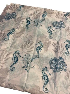 Nautical Coastal Shower Curtain Ocean Theme Seahorse 72X72" & Curtain Rings - Picture 1 of 5