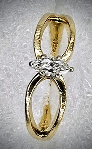 Ladys Marquez Diamond Solitaire Ring .18Ct ,14 K Yellow Gold 2.1 Grams Size 4.7 - Picture 1 of 7