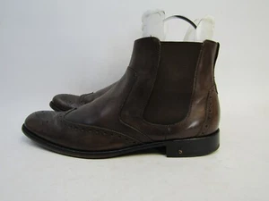 John Varvatos Hombres Talla 11.5 M Cuero Marrón Chelsea Ala Larga Brouge Botines - Imagen 1 de 11