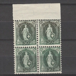 Schweiz 1905 Mi 78C Zum 90A Stehende Helvetia 50c Grün im 4 Block Postfrisch - Picture 1 of 2