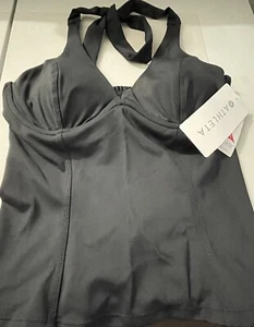 Top tankini Athleta 34D/DD nero sottofilo arricciato donna nuovo con etichette $89 - Foto 1 di 4
