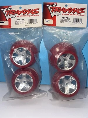 Traxxas SCT (Front & Rear) Satin / Red Faux Beadlock Wheel Set 5872A & 5874A NIP - Image 1 of 4