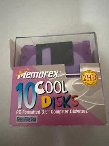 10-Pack Memorex 2HD 3.5" Floppy Disks PC Formatted Cool Discs New - Photo 1/3