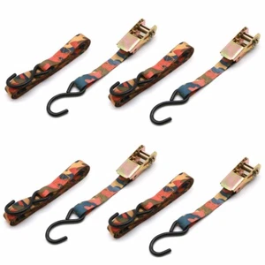 Ratchet Strap Tie Down Set Motorcycle Cargo 1"x15'6160lbs 4 Pack Ratcheting Set - Picture 1 of 8