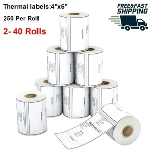 2 - 40 rollos 4x6 etiquetas de envío térmico directo 250 para Zebra Eltron 2844 ZP-450 - Imagen 1 de 6